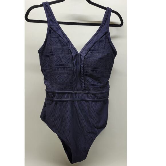 Sea Level Amazing Lace Spliced Plunge One Piece With Ladder Lace Size 12 - Picture 2 of 10